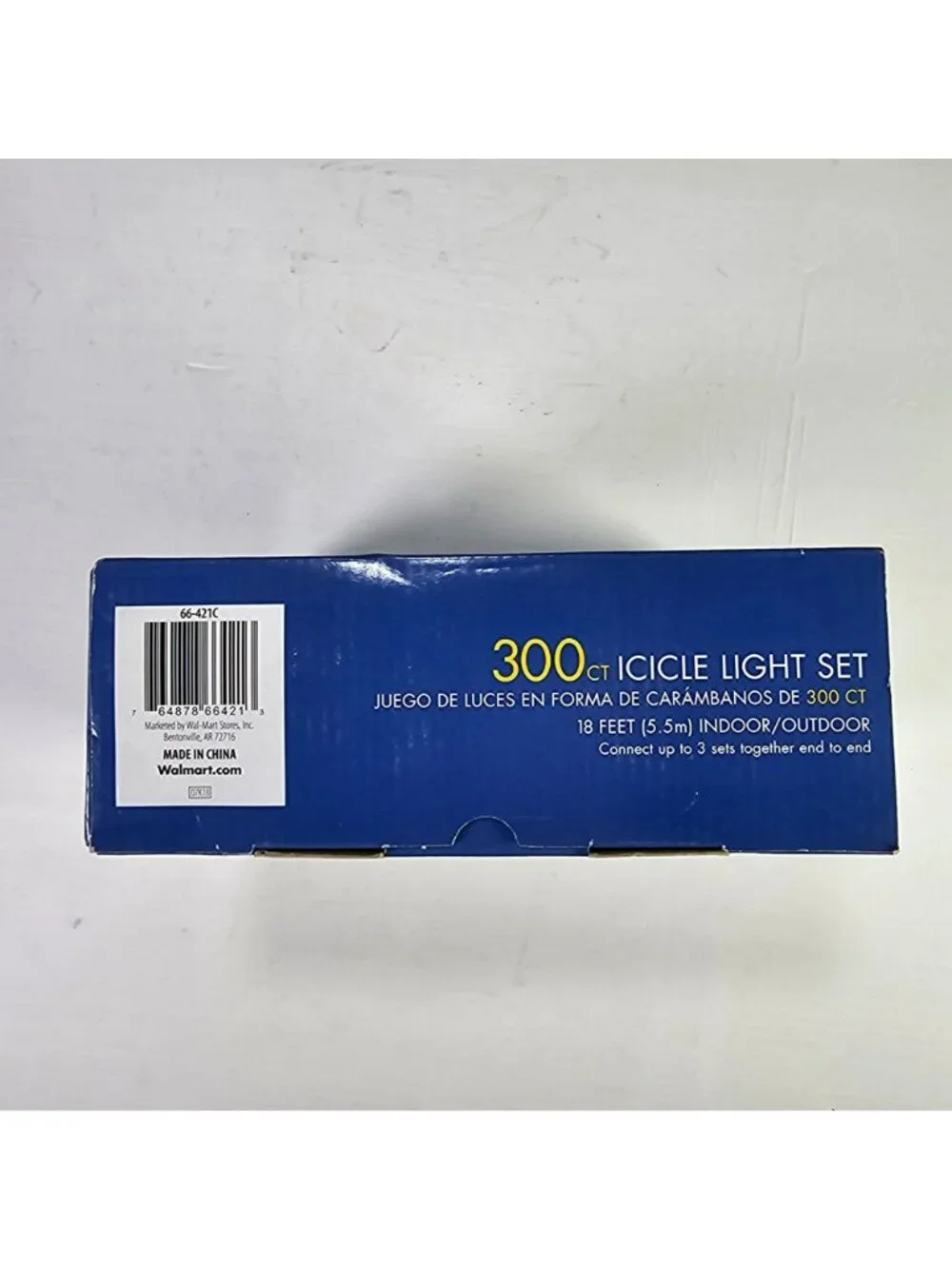 300ct Clear Light w/ White Wire Icicle Light Set 18ft Indoor/Outdoor Use NEW